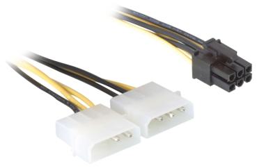 Grafikkarten Stromkabel 2x Molex -> 6Pol PCIe Power- 0,15